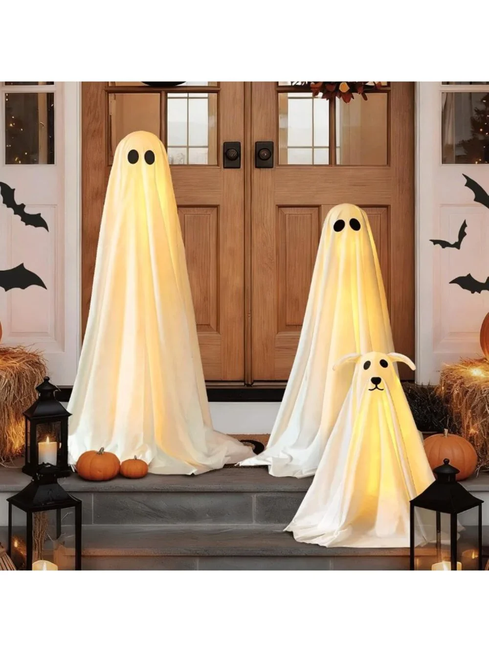 Spooky Ghost Decorations - 3 Pack Lighted Halloween Decor for Home, Porch & Yard